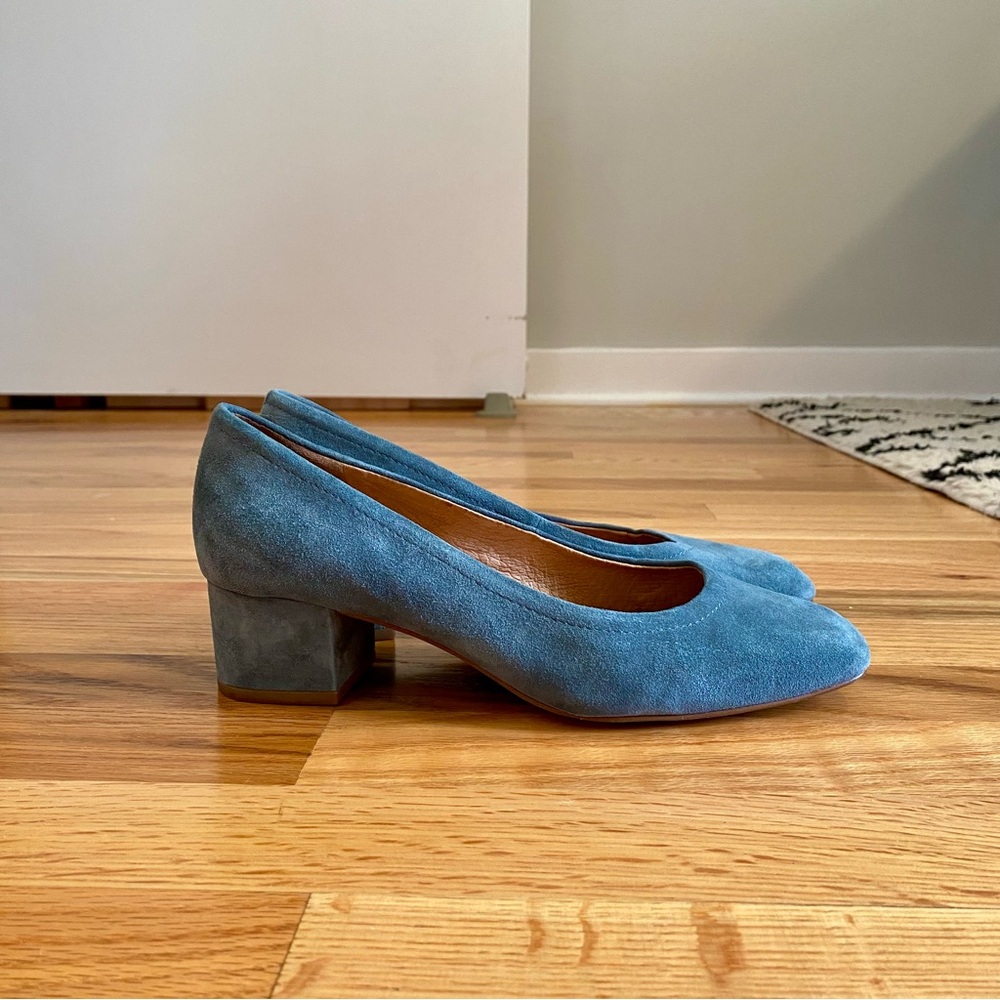 Madewell Suede Raquel Heel in Teal